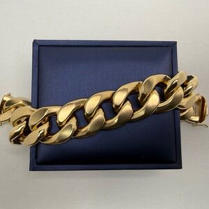 18K Genuine Yellow Gold Hollow Chunky Link Bracelet (Preowned)
